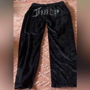 Juicy Couture Black Velour Trousers with Rhinestones